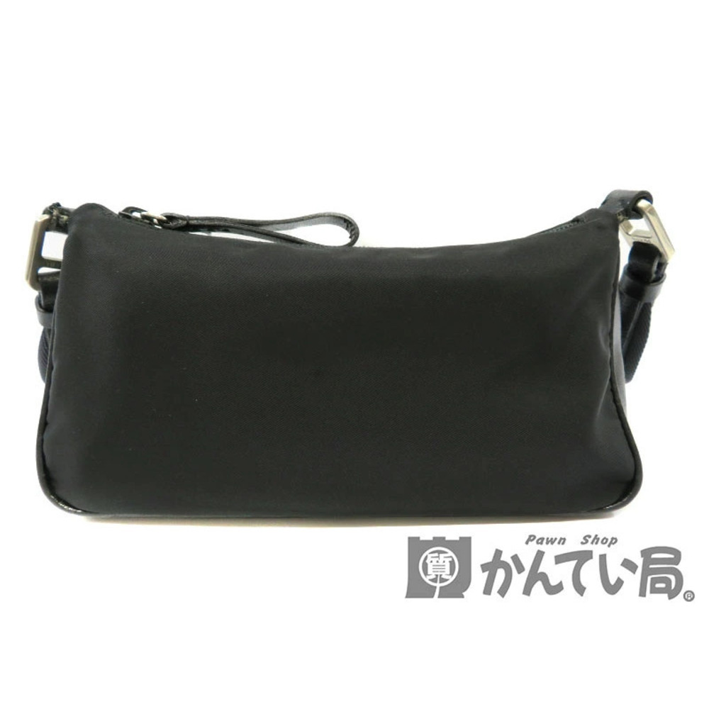 PRADA Hobo Bag Black Canvas Leather